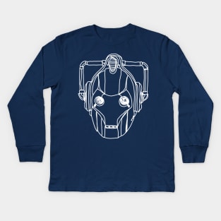 Bad LIne Art Cyberman in White Kids Long Sleeve T-Shirt